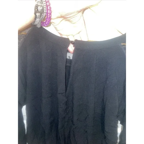 Black Long Sleeve With Embroidery Along Sleeves And Neckline. Small - Picture 6 of 9